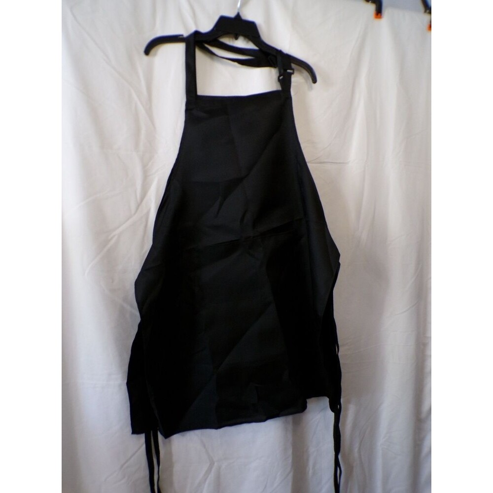 2 pack Syntus Black Bib Apron 100% Polyester Chef Kitchen Apron One Size 0623